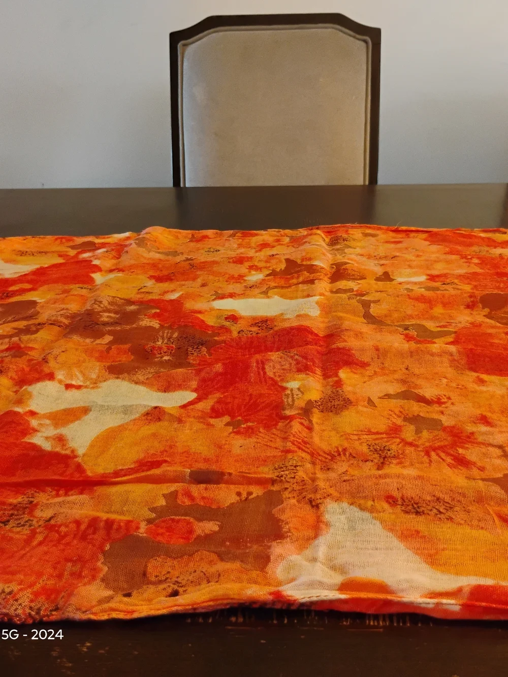 Vibrant Orange Floral Scarf/ Wrap